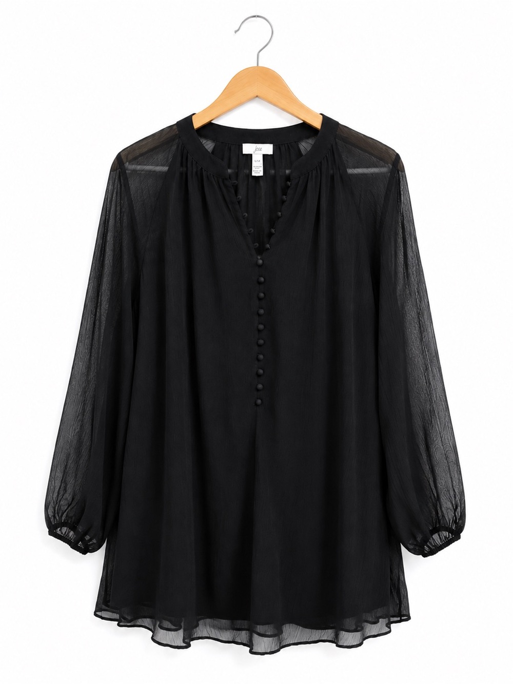Joie Black Sheer Long Sleeve Button Front Dress Size Large